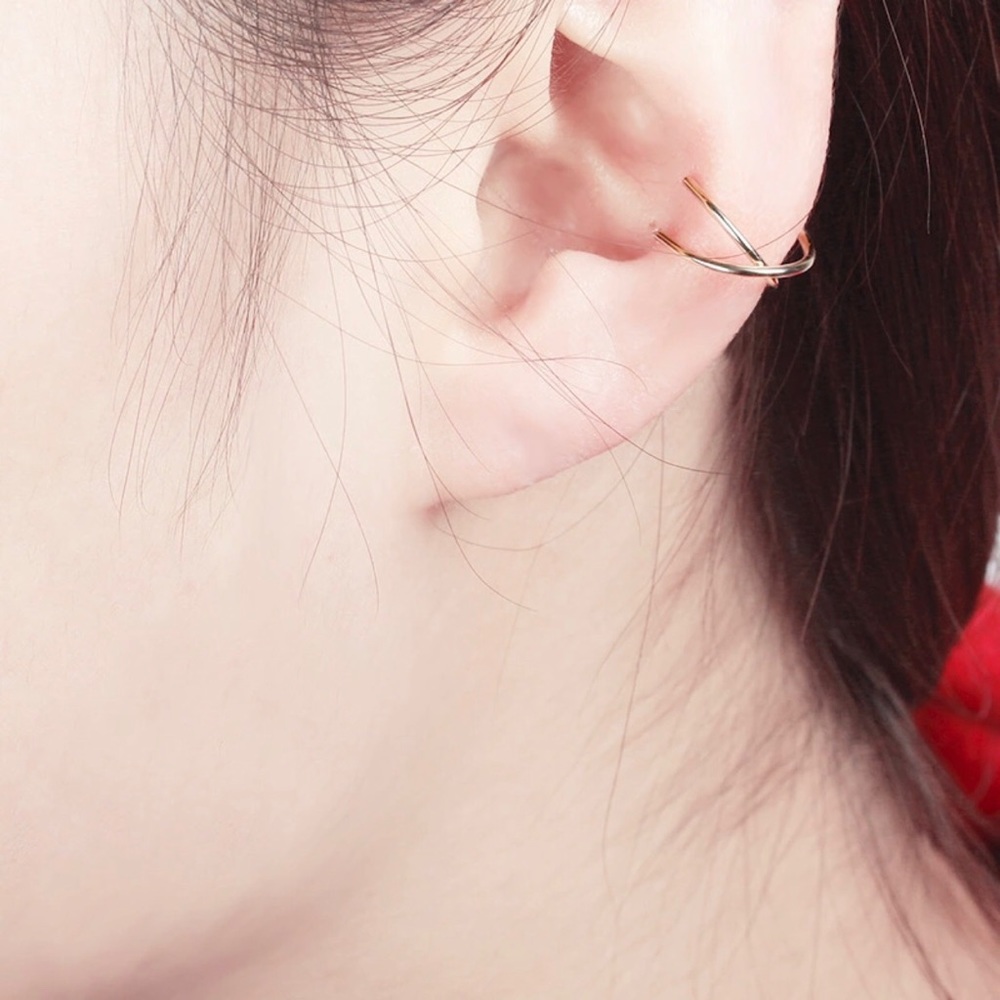 Gold Criss Cross Ear Cuff - Picture 2 of 3